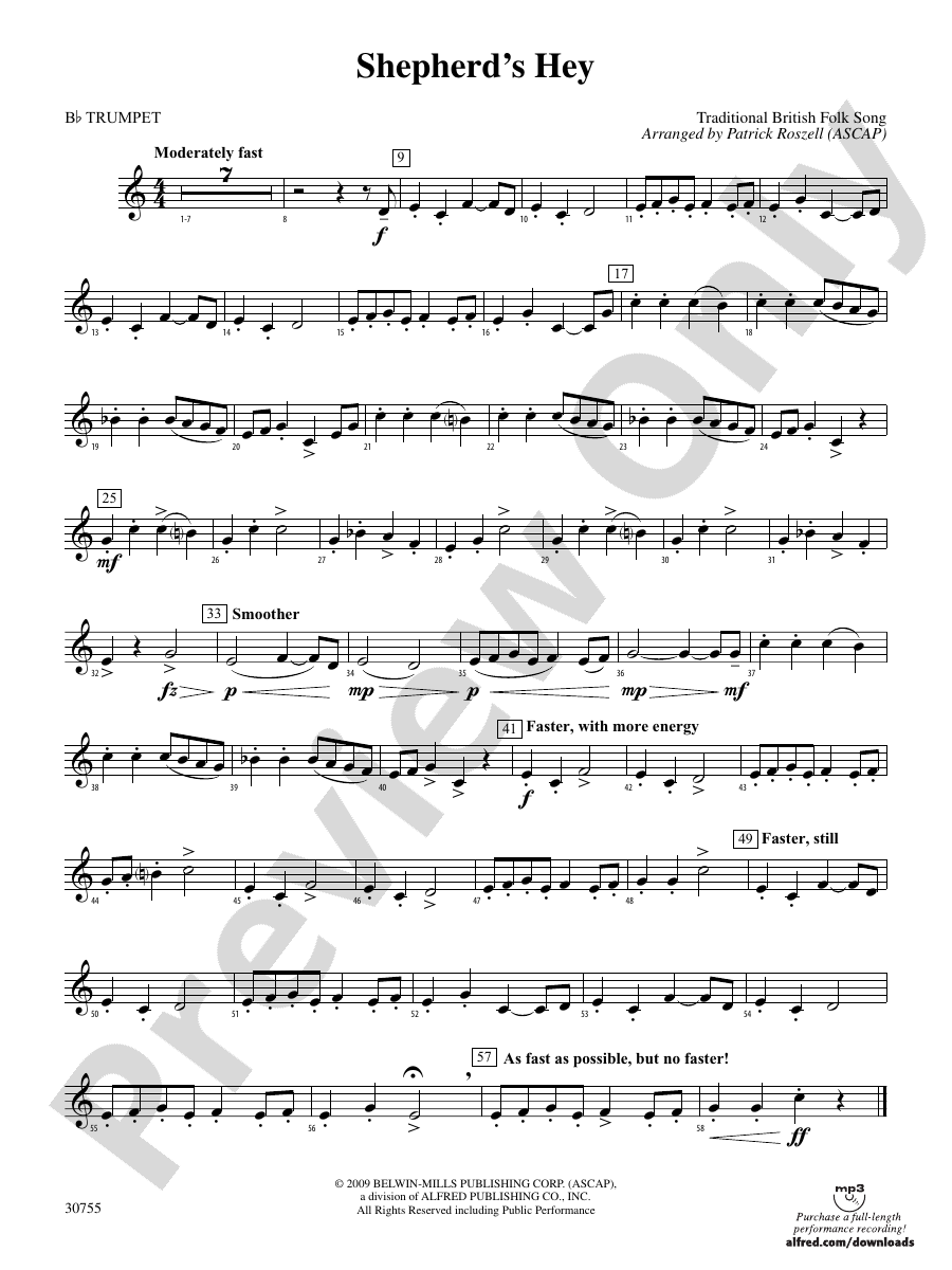 Shepherd's Hey 1st Bflat Trumpet 1st Bflat Trumpet Part Digital