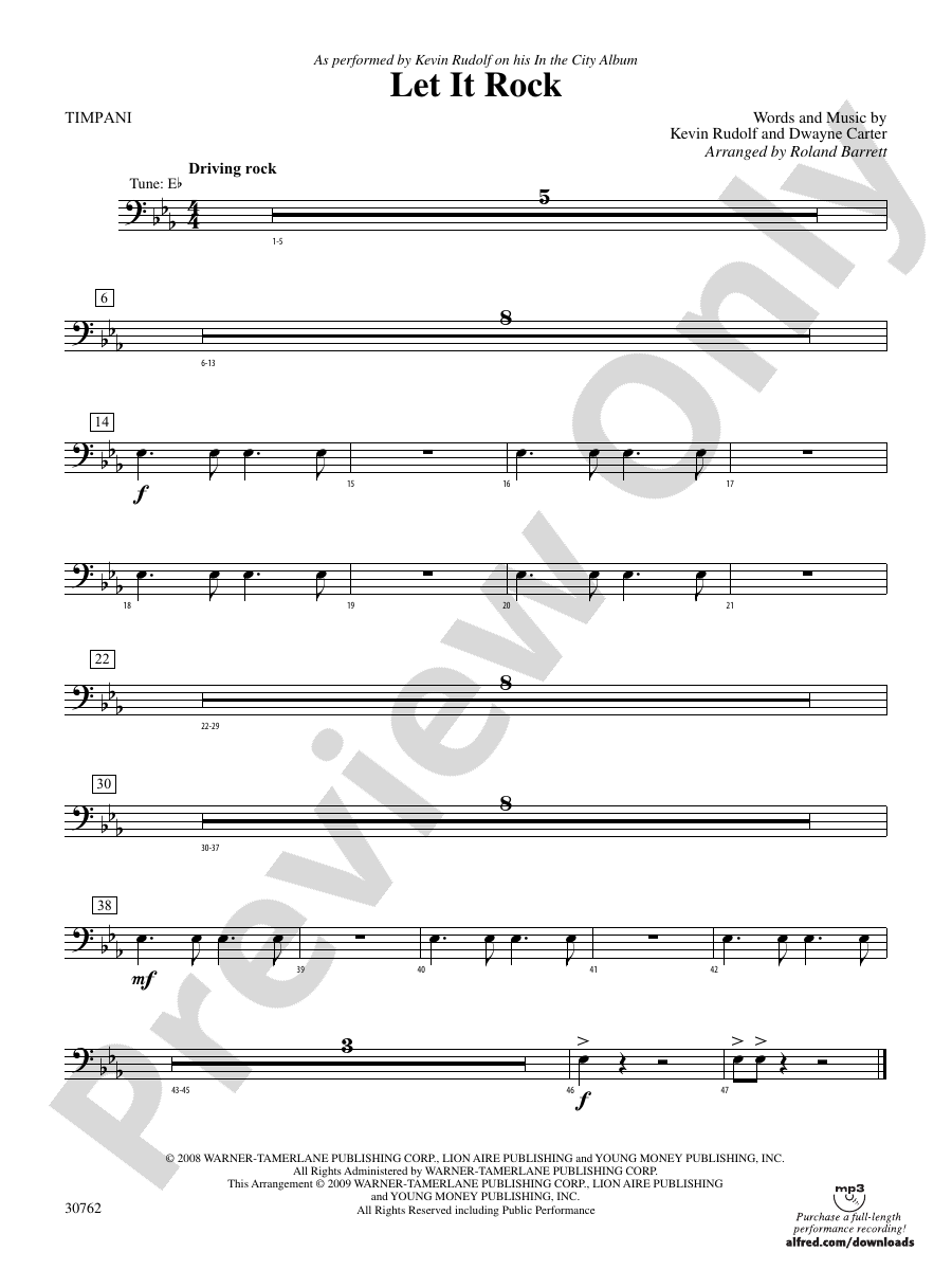 Let It Rock Timpani Timpani Part Digital Sheet Music Download
