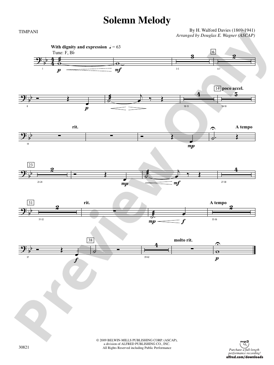 Solemn Melody Timpani Timpani Part Digital Sheet Music Download