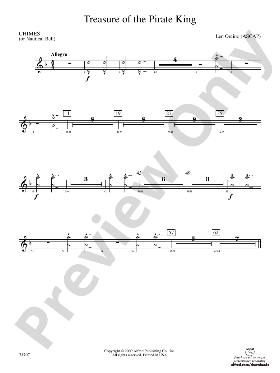 Treasure of the Pirate King Chimes Chimes Part Digital Sheet Music