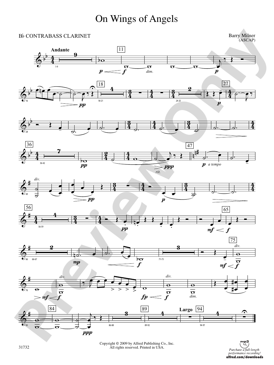 On Wings of Angels: (wp) B-flat Contrabass Clarinet: (wp) B-flat ...