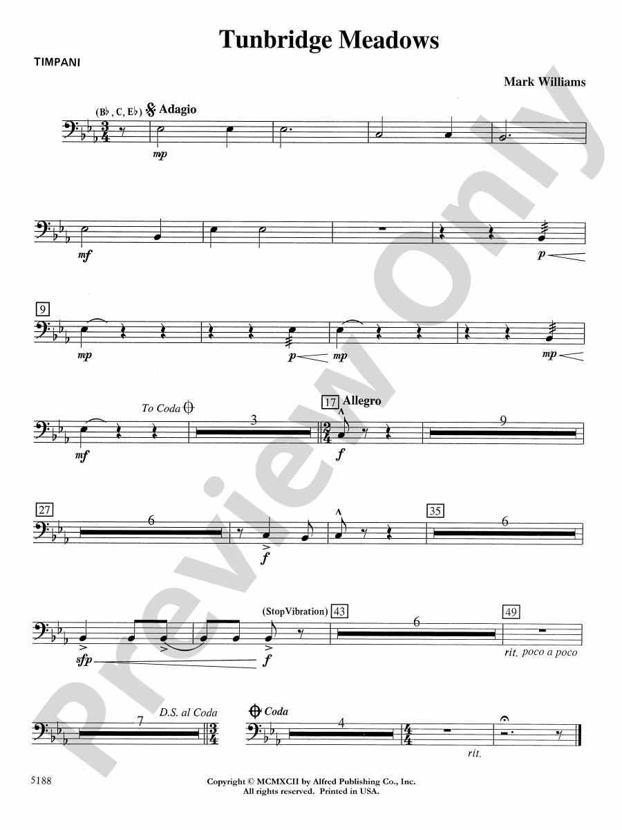 Tunbridge Meadows Timpani Timpani Part Digital Sheet Music Download