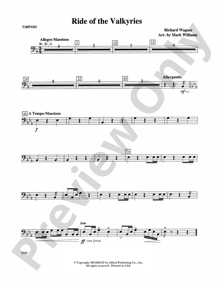Ride of the Valkyries Timpani Timpani Part Digital Sheet Music Download