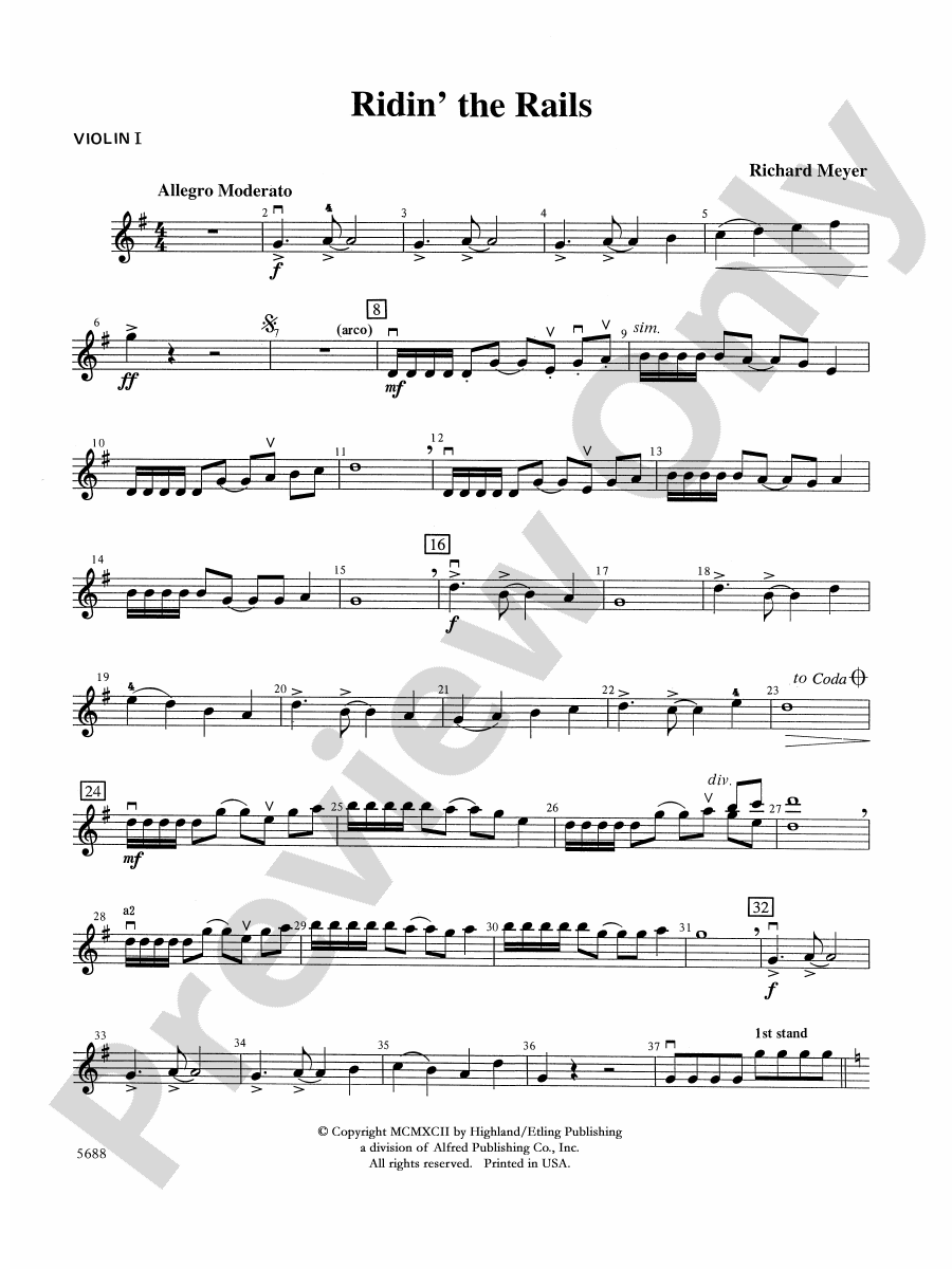 Ridin' the Rails 1st Violin 1st Violin Part Digital Sheet Music