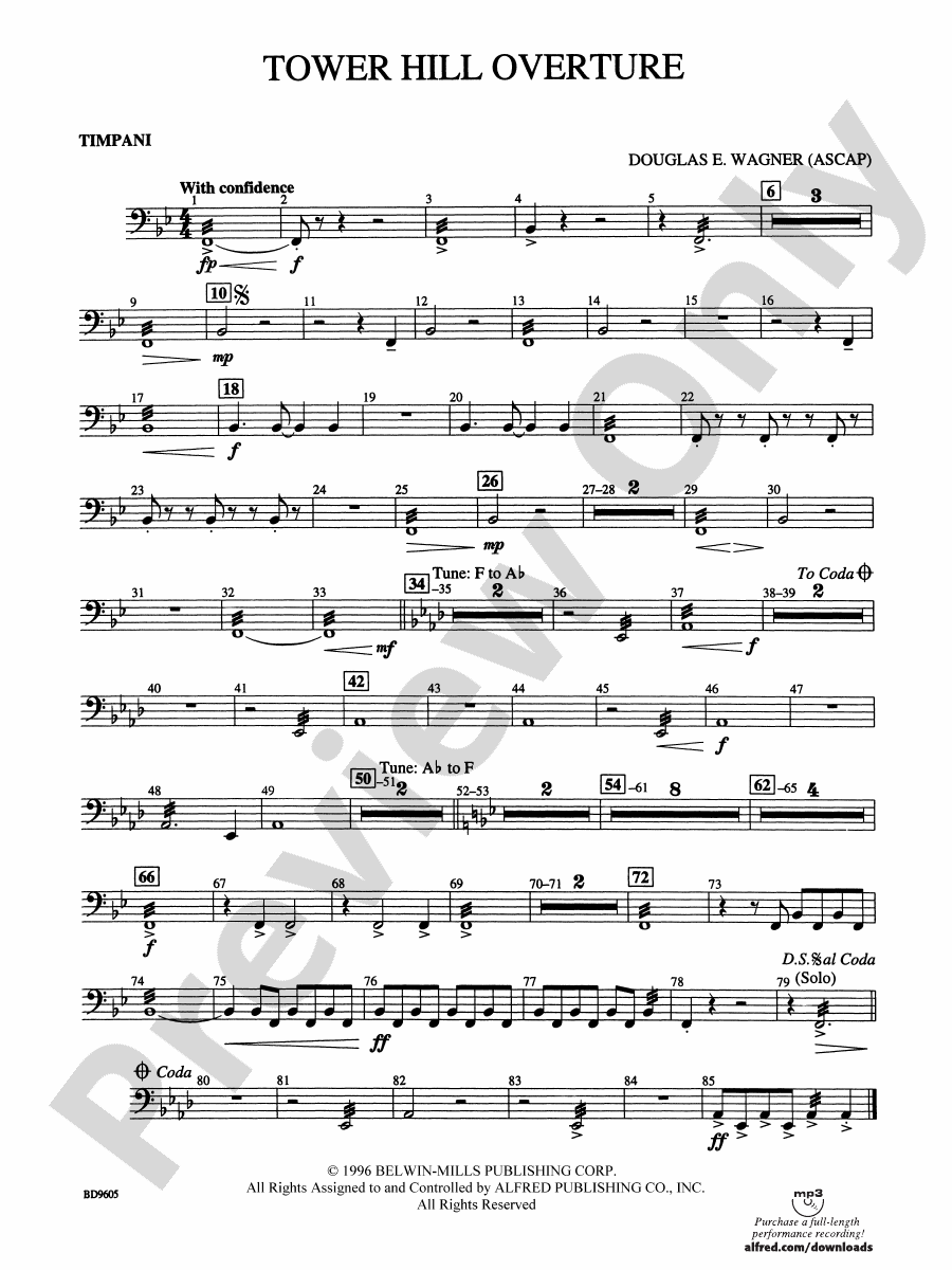 Tower Hill Overture Timpani Timpani Part Digital Sheet Music Download