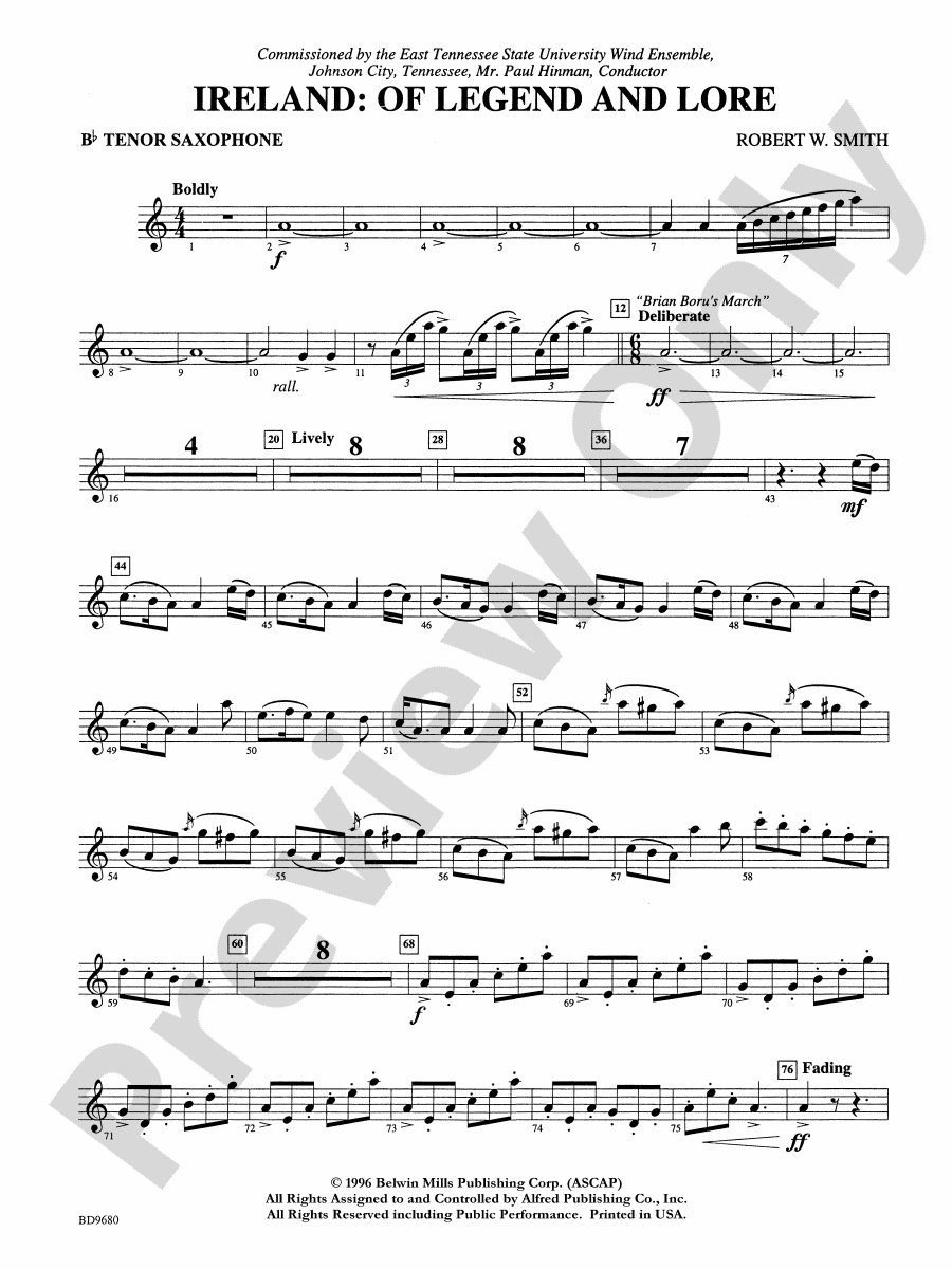 Ireland Of Legend and Lore Bflat Tenor Saxophone Bflat Tenor