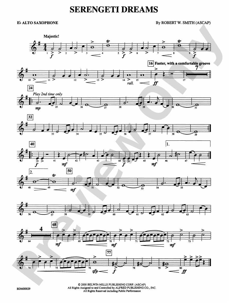 Serengeti Dreams Eflat Alto Saxophone Eflat Alto Saxophone Part Digital Sheet Music Download