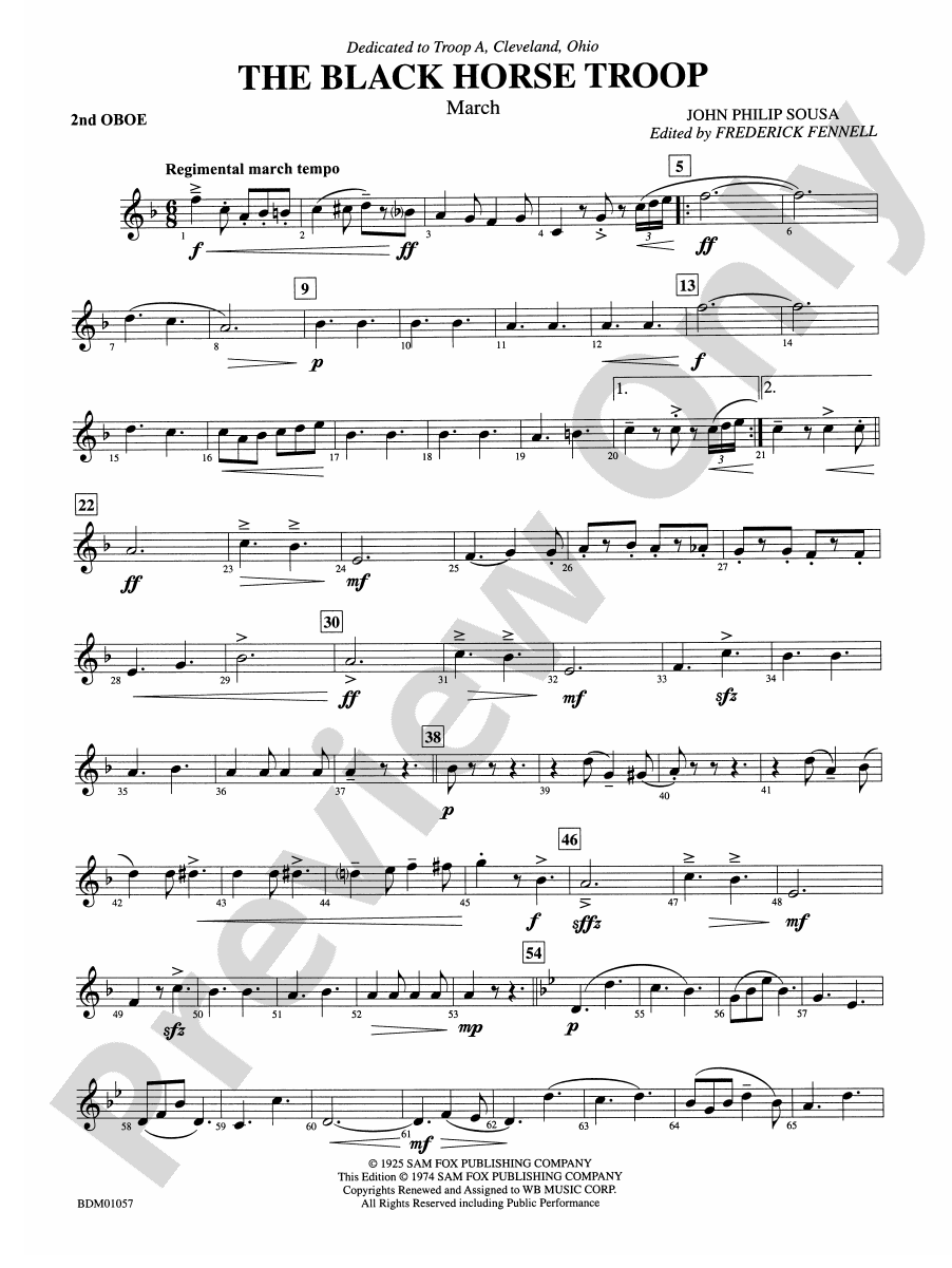 Black Horse Troop 2nd Oboe 2nd Oboe Part Digital Sheet Music Download