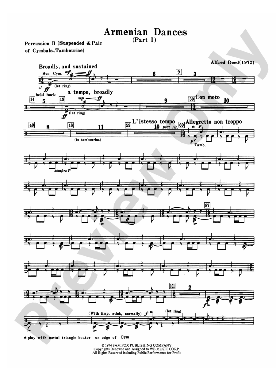 Armenian Dances, Part I: 2nd Percussion: 2nd Percussion Part - Digital ...