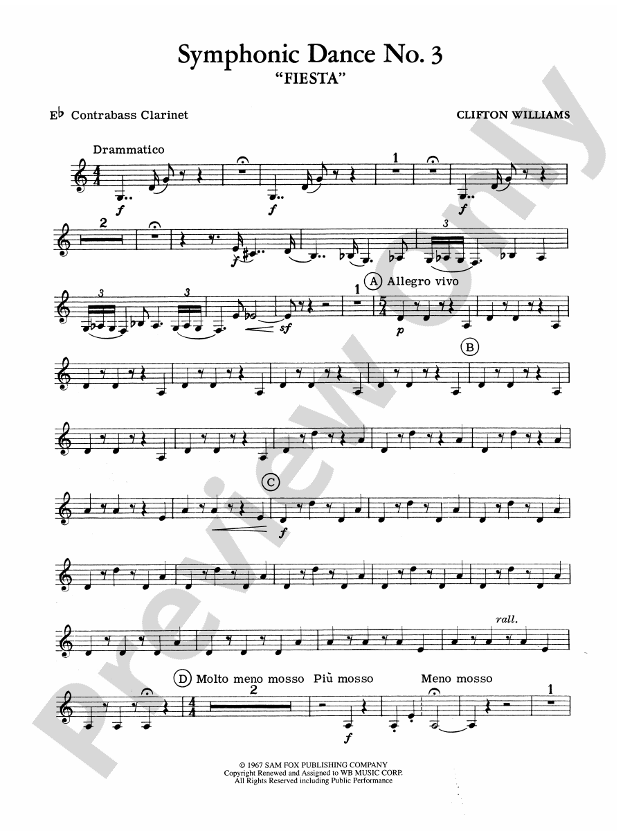 Symphonic Dance No. 3 ("Fiesta") Eflat Contrabass Eflat