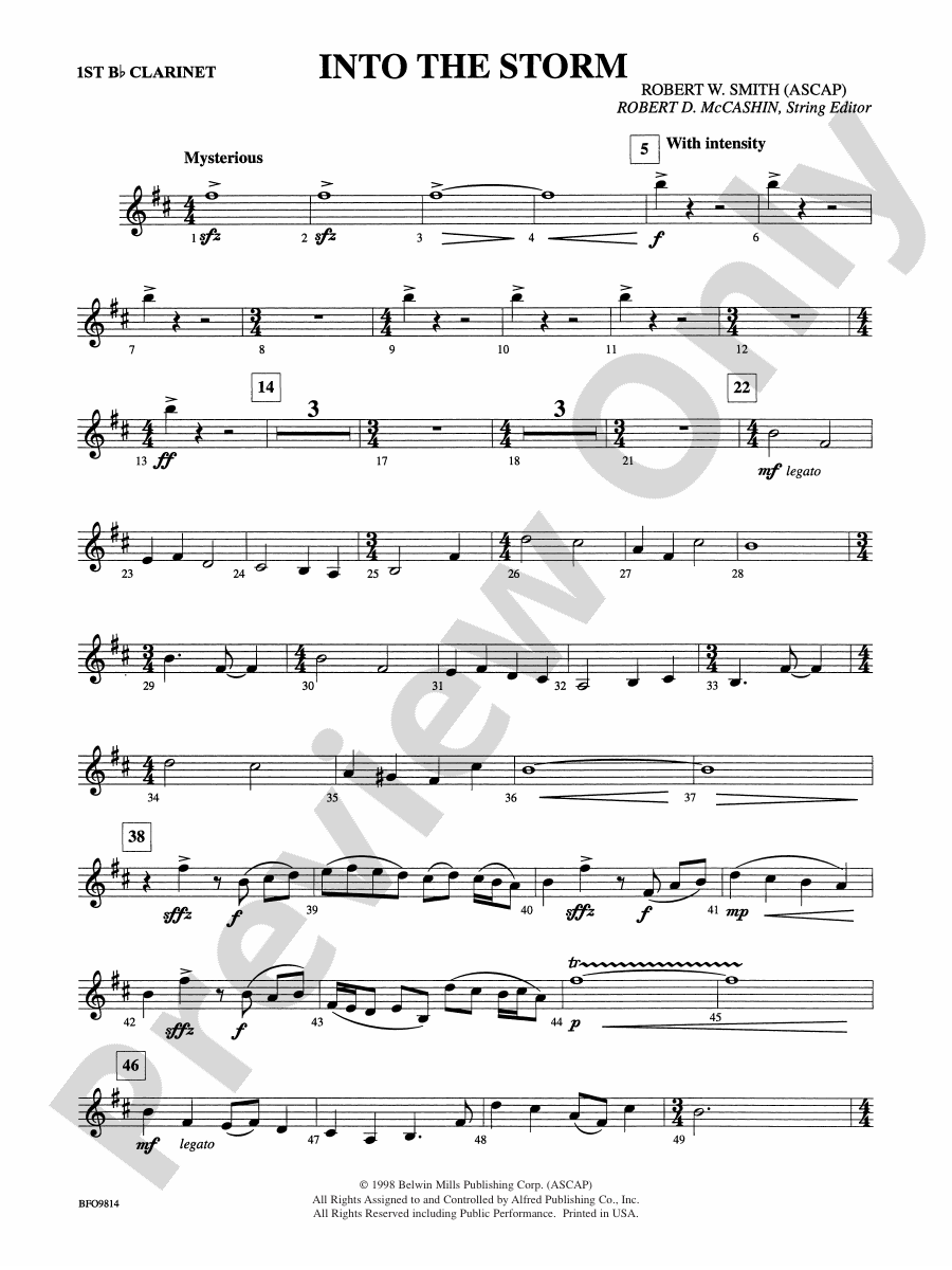 Into The Storm By Robert W Smith Into the Storm: 1st B-flat Clarinet: 1st B-flat Clarinet Part - Digital