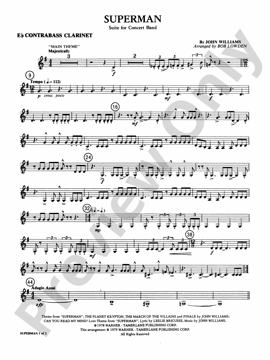 Superman Eflat Contrabass Eflat Contrabass Part