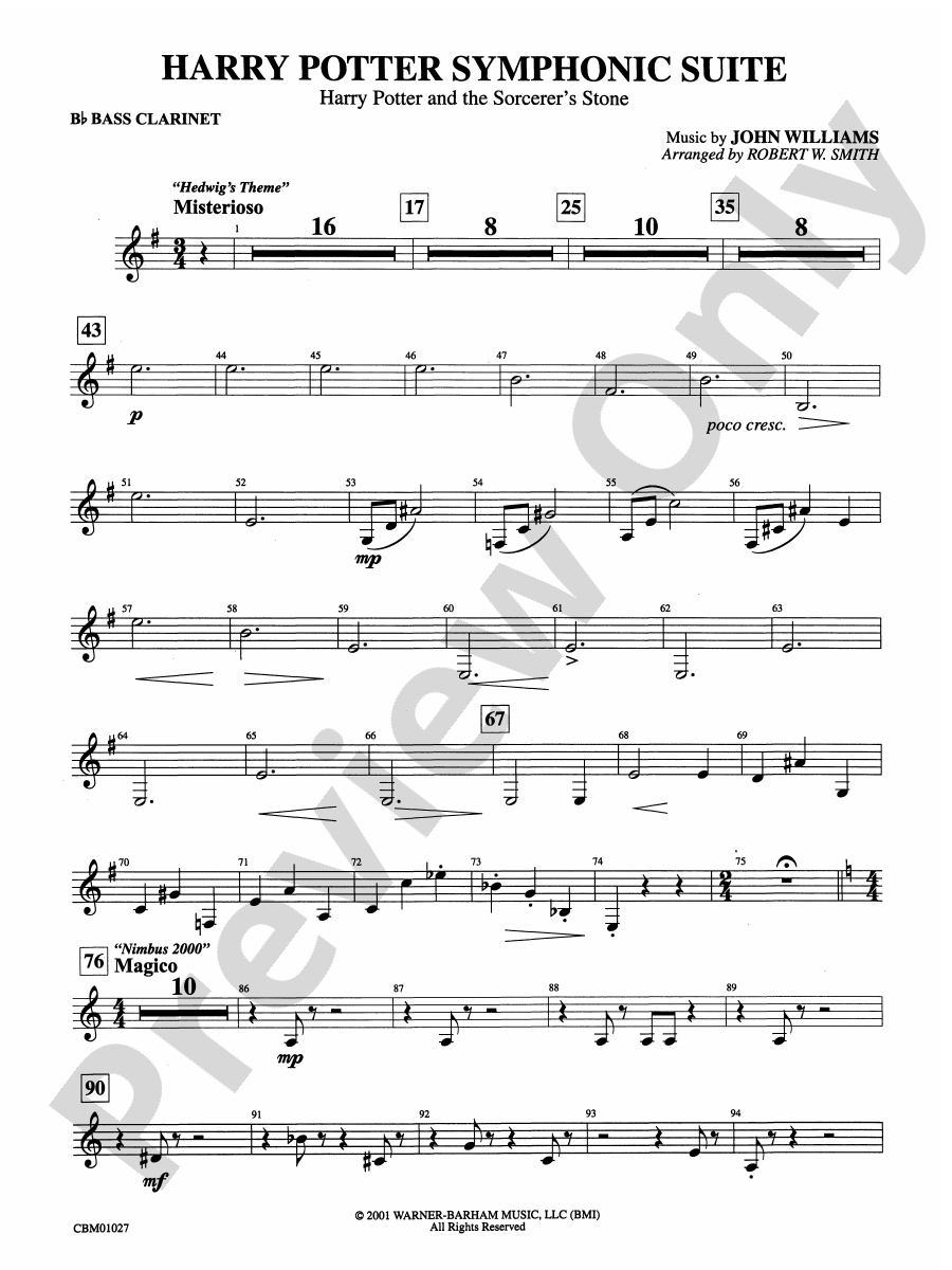 Harry Potter Symphonic Suite Bflat Bass Bflat Bass