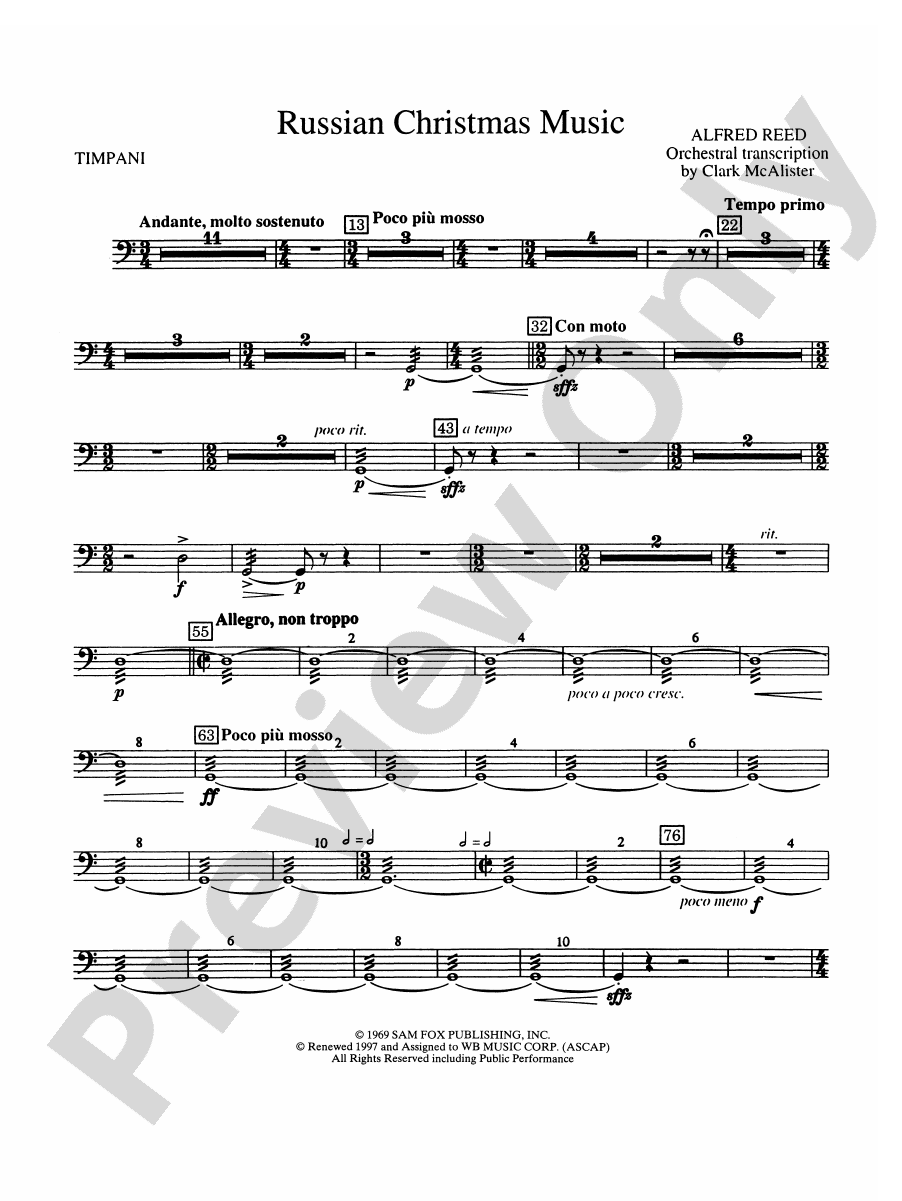 Russian Christmas Music Timpani Timpani Part Digital Sheet Music Download
