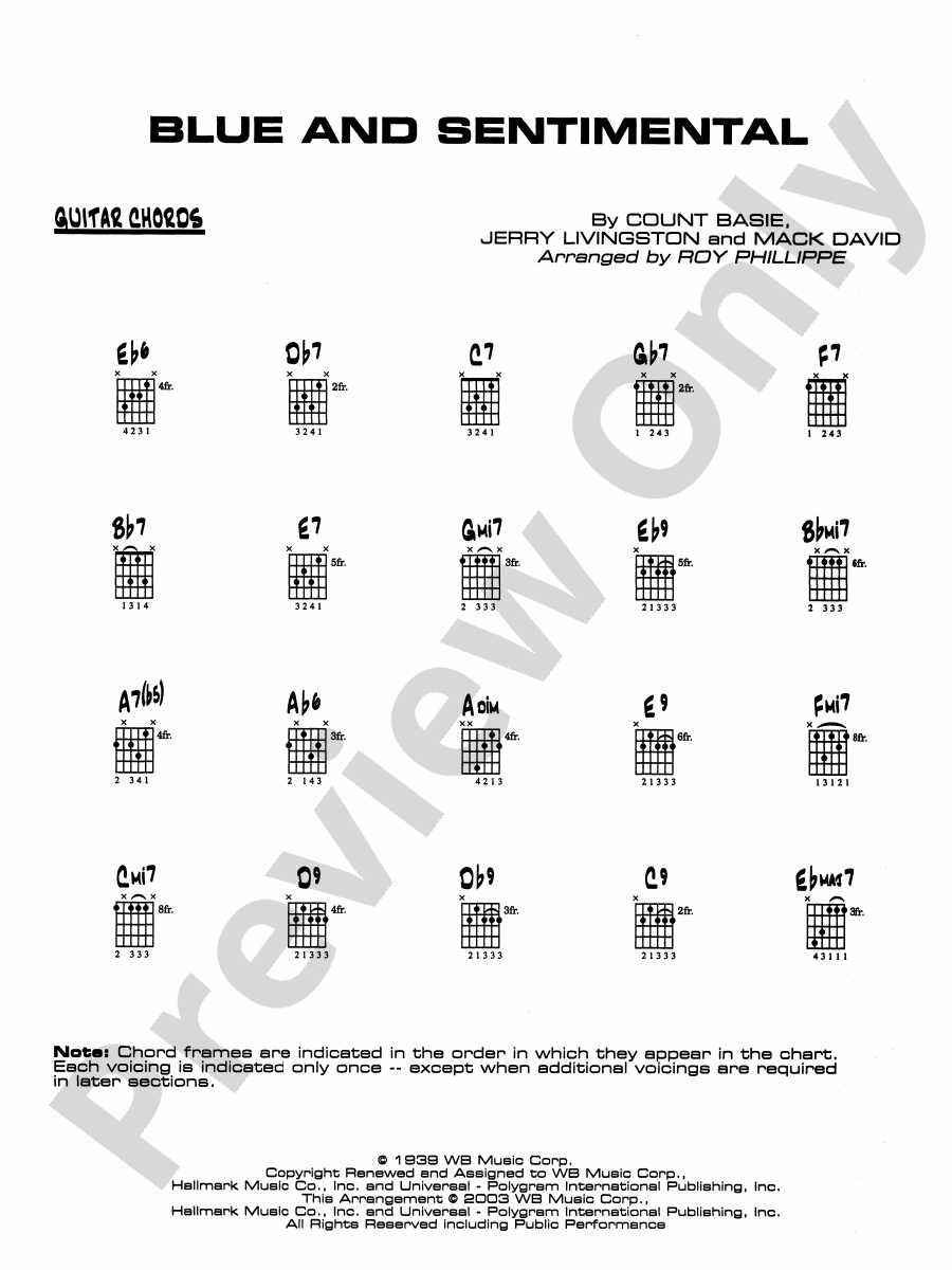 Blue and Sentimental: Guitar Chords: Guitar Chords Part - Digital Sheet ...