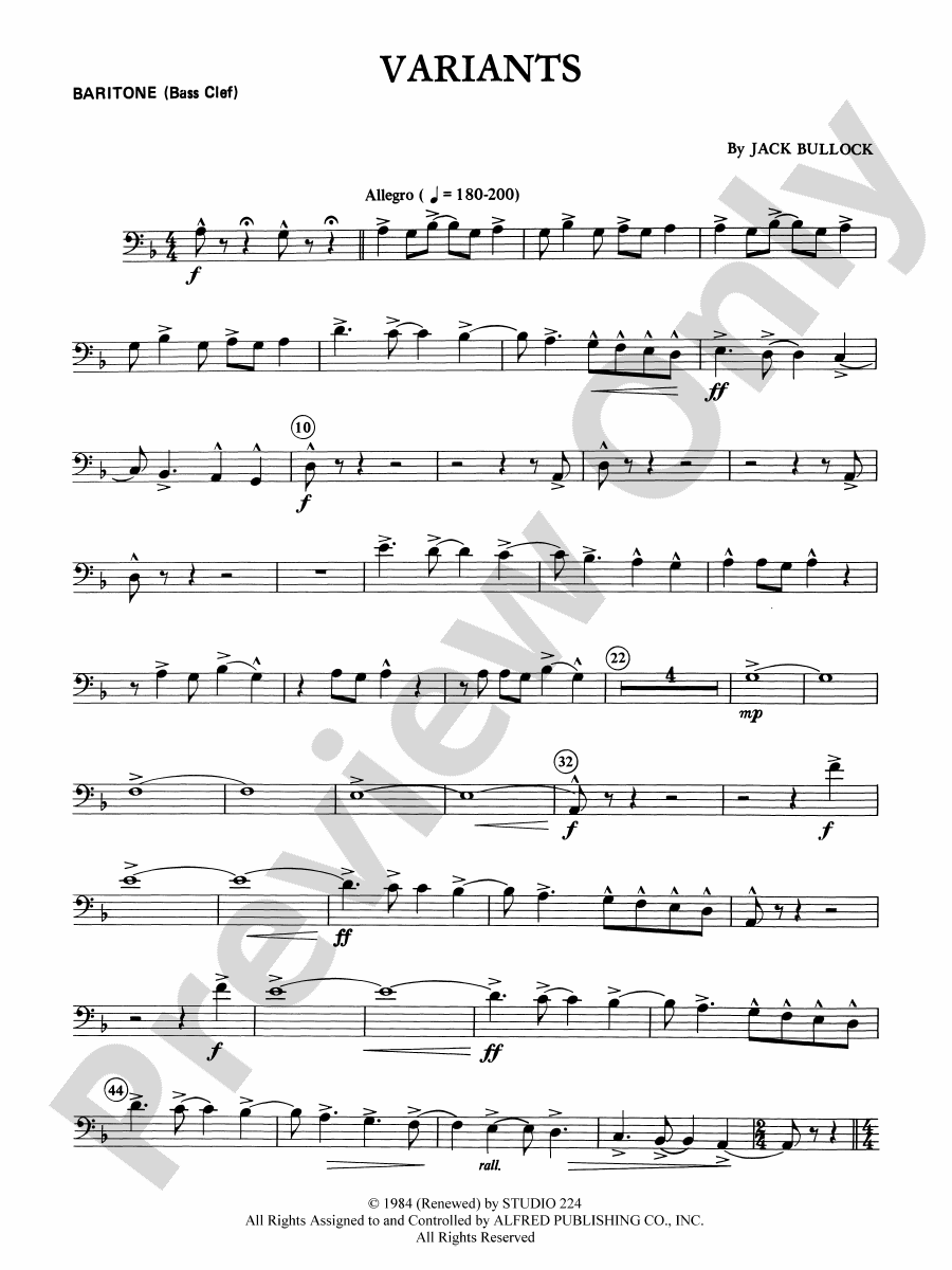 Variants: Baritone B.C.: Baritone B.C. Part - Digital Sheet Music Download