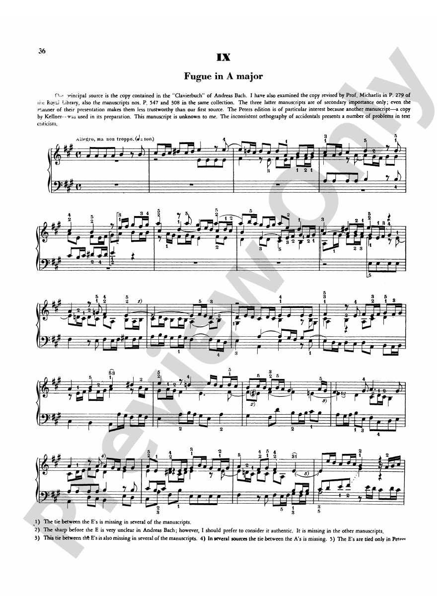 Bach: Various Short Preludes and Fugues: IX. Fugue in A Major Part ...