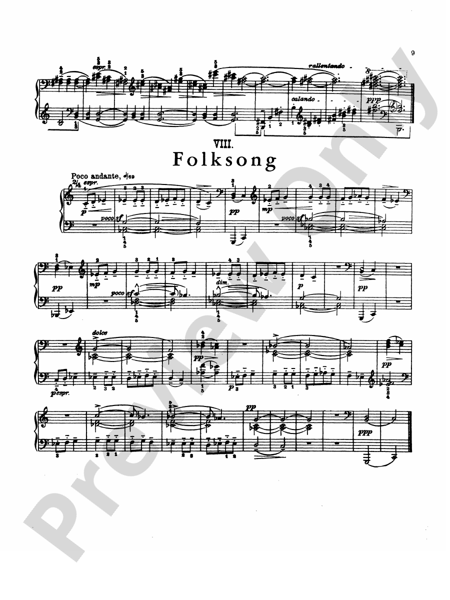 Bartók Ten Easy Pieces Folksong Part Digital Sheet Music Download