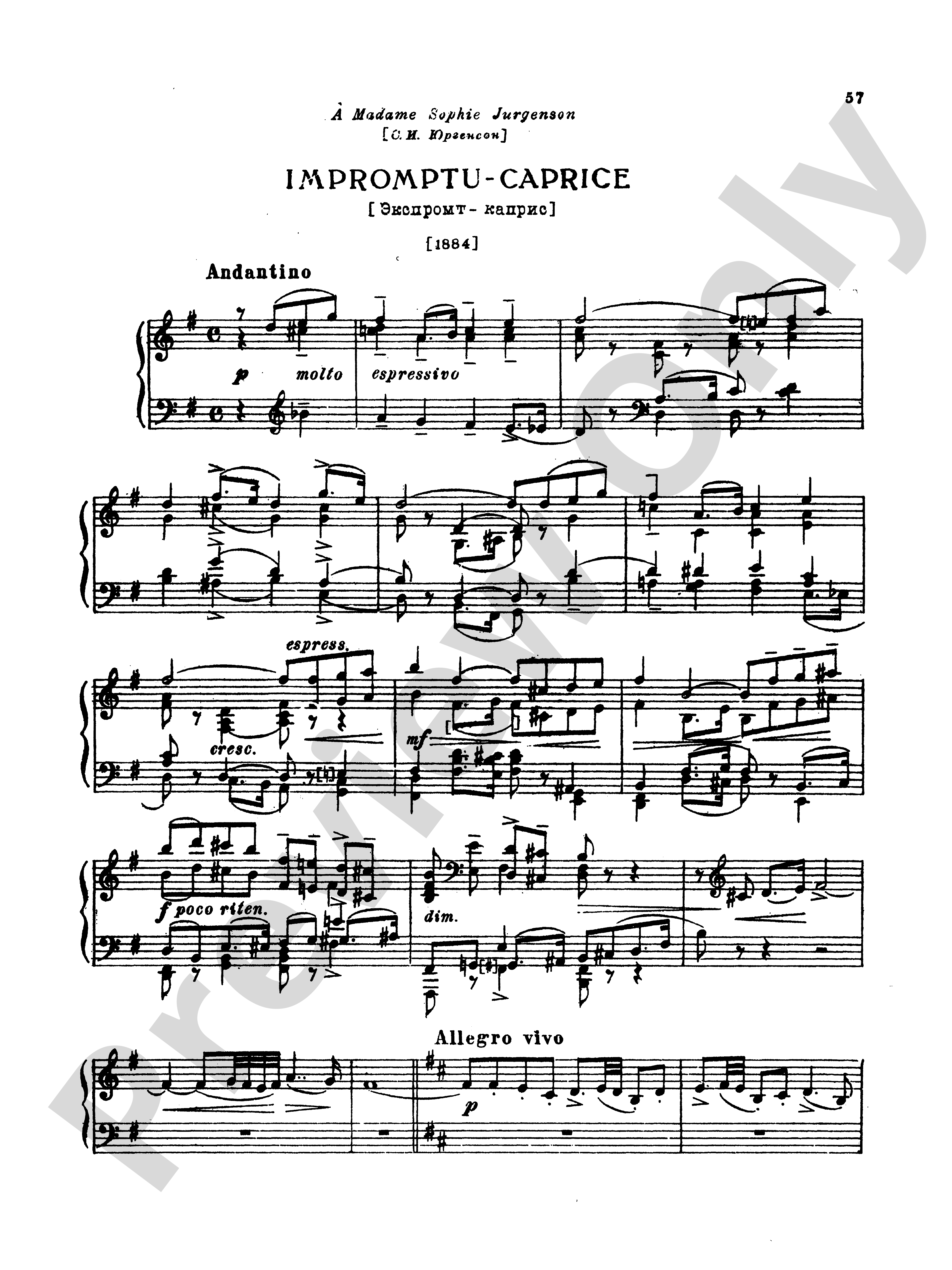 Tchaikovsky Collection Ii 6 Piano Pieces Impromptu Caprice In G Major Part Digital Sheet 5166