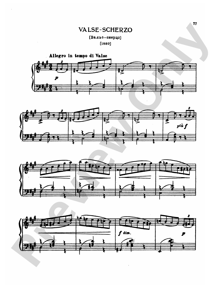 Tchaikovsky Collection II (6 Piano Pieces) WaltzScherzo in A Major