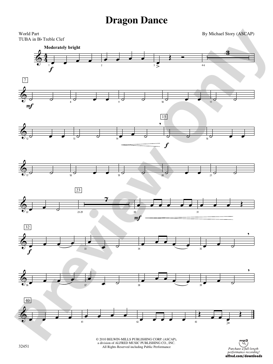 Dragon Dance: (wp) B-flat Tuba T.C.: (wp) B-flat Tuba T.C. World Part ...