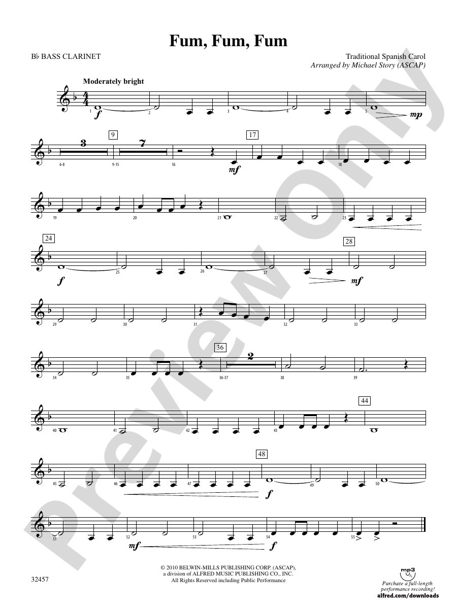 Fum, Fum, Fum Bflat Bass Bflat Bass Part