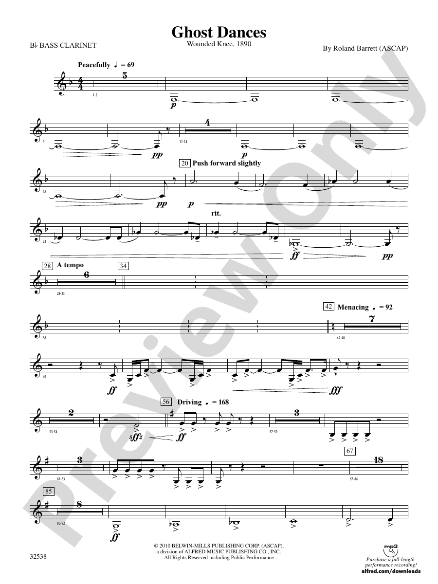 Ghost Dances: B-flat Bass Clarinet: B-flat Bass Clarinet Part - Digital ...