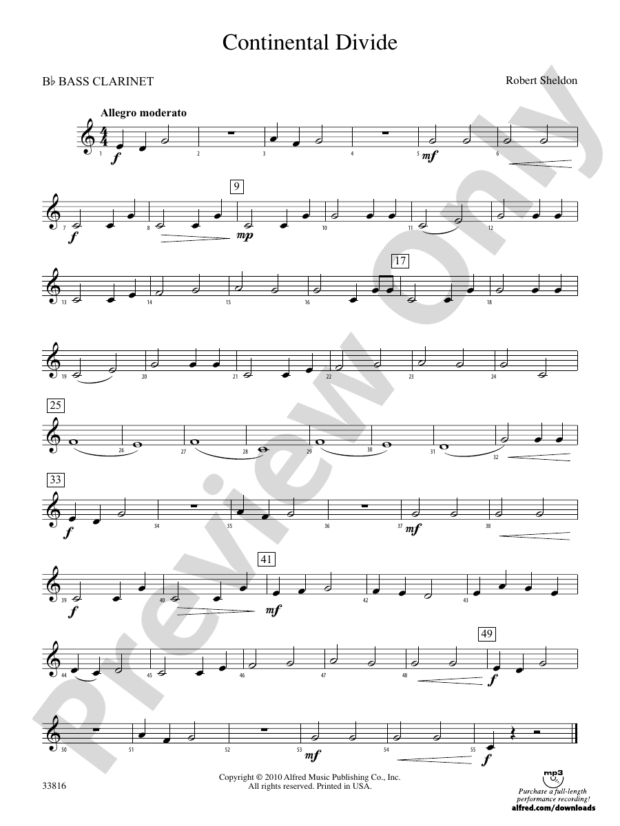Continental Divide Bflat Bass Bflat Bass Part