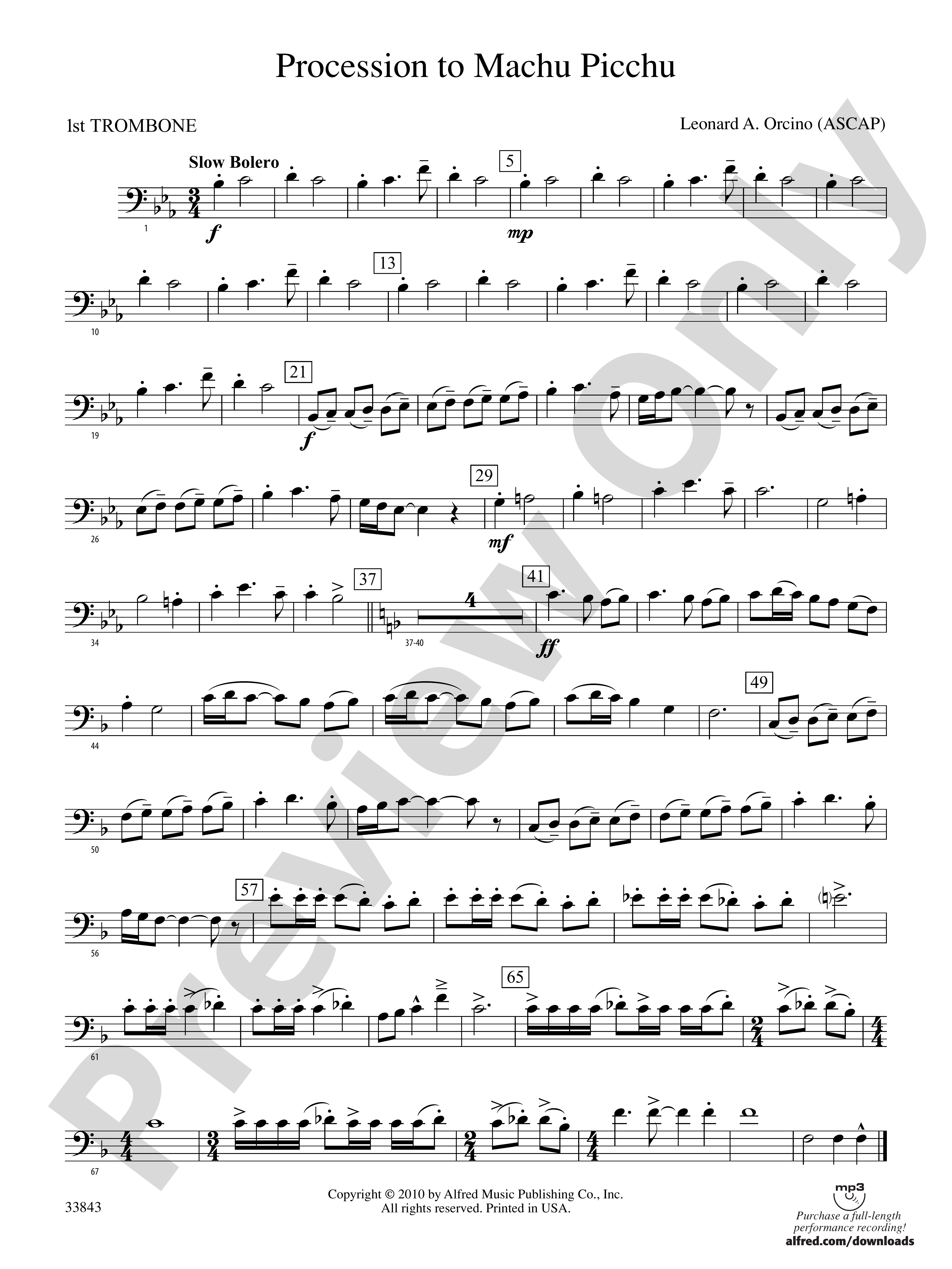 Procession to Machu Picchu 1st Trombone 1st Trombone Part Digital Sheet Music Download