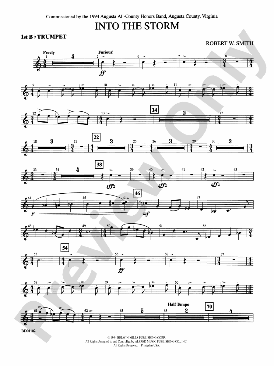 Into The Storm By Robert W Smith Into the Storm: 1st B-flat Trumpet: 1st B-flat Trumpet Part - Digital