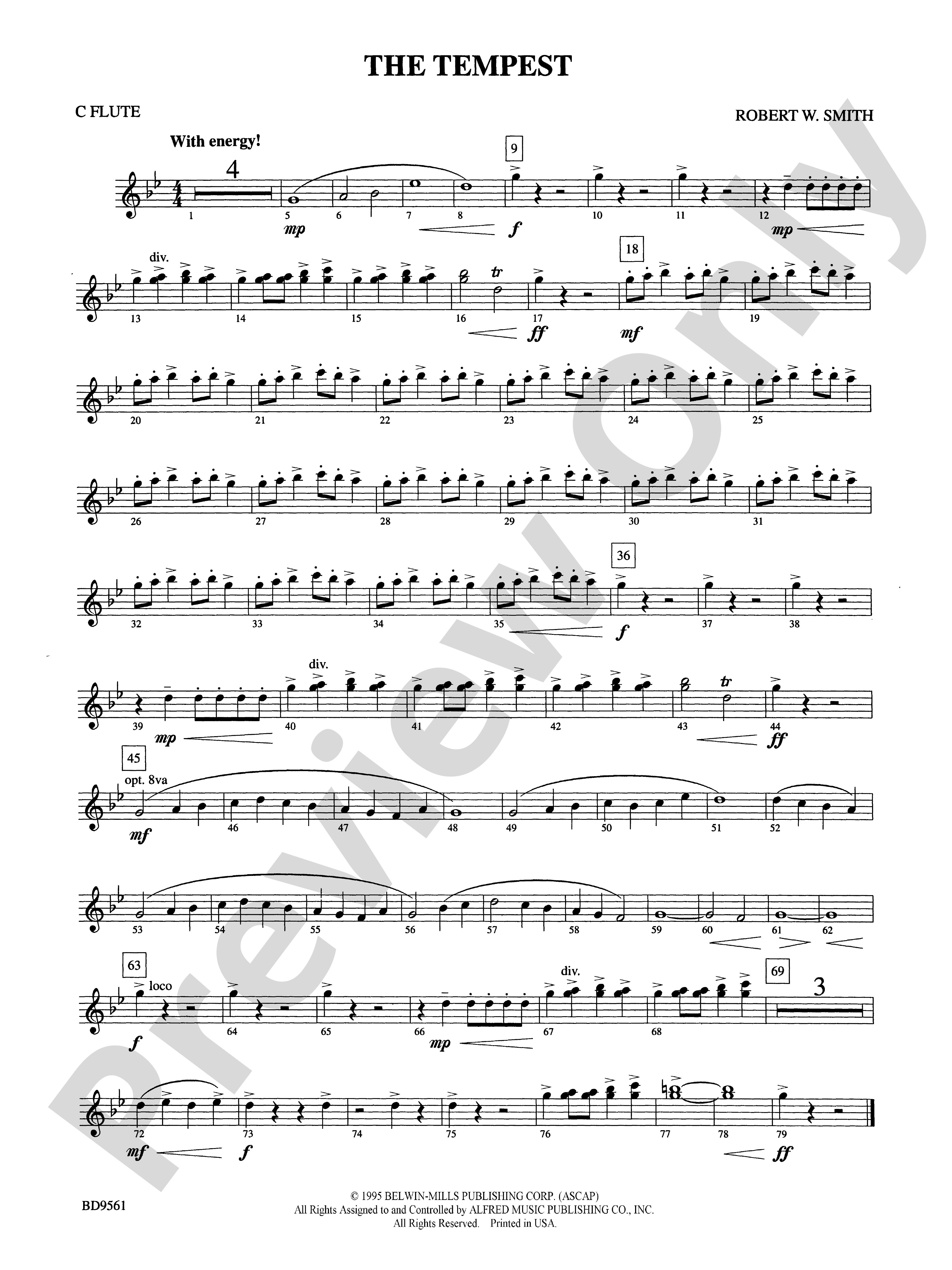 The Tempest Flute Flute Part Digital Sheet Music Download