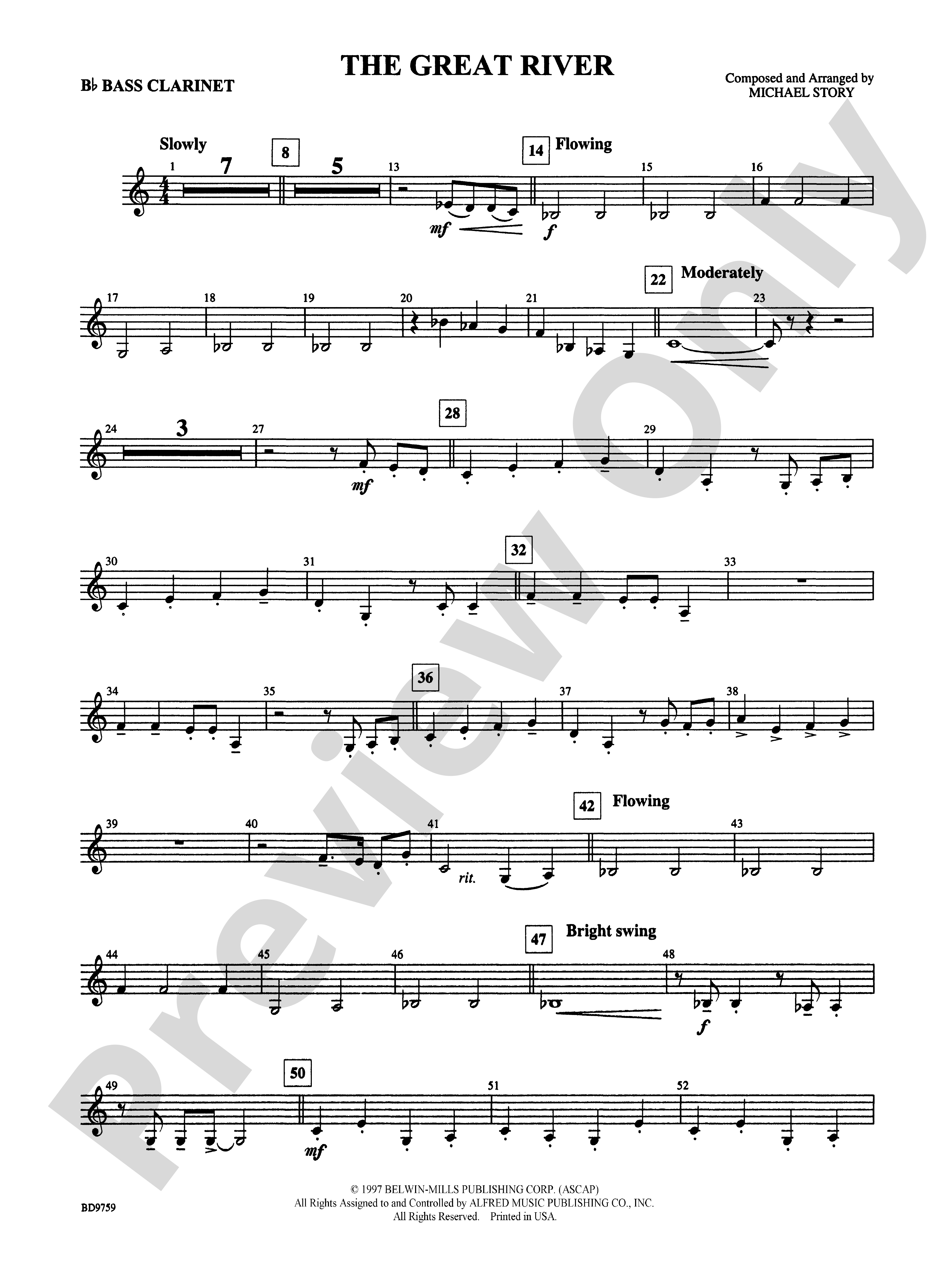 The Great River B Flat Bass Clarinet B Flat Bass Clarinet Part Digital Sheet Music Download 