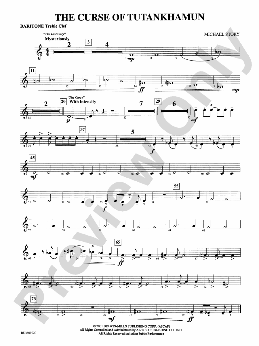 The Curse of Tutankhamun Baritone T.C. Baritone T.C. Part Digital Sheet Music Download