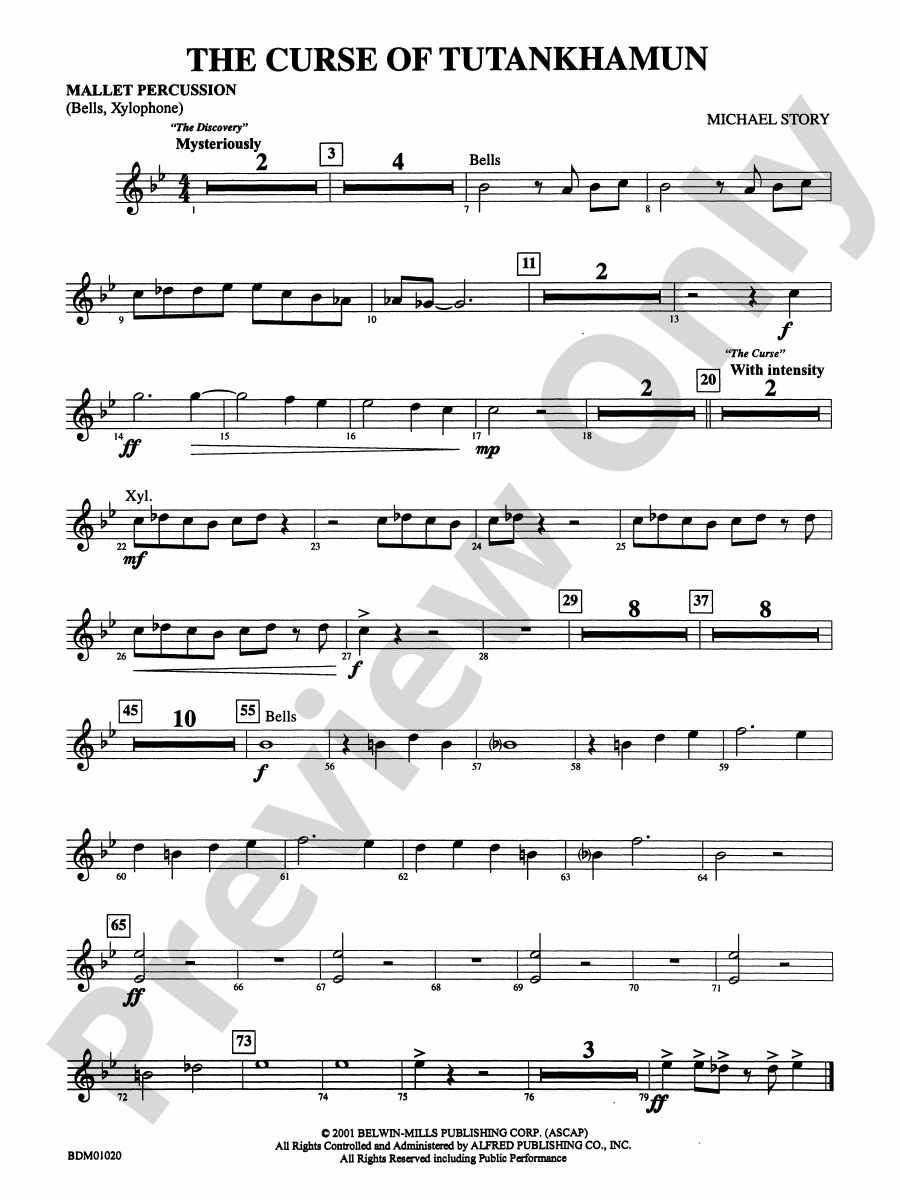 The Curse of Tutankhamun Mallets Mallets Part Digital Sheet Music