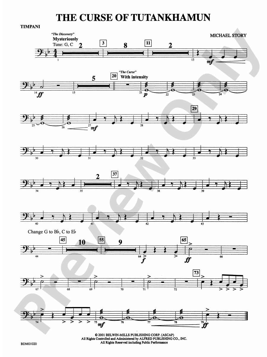 The Curse of Tutankhamun: Timpani: Timpani Part - Digital Sheet Music ...