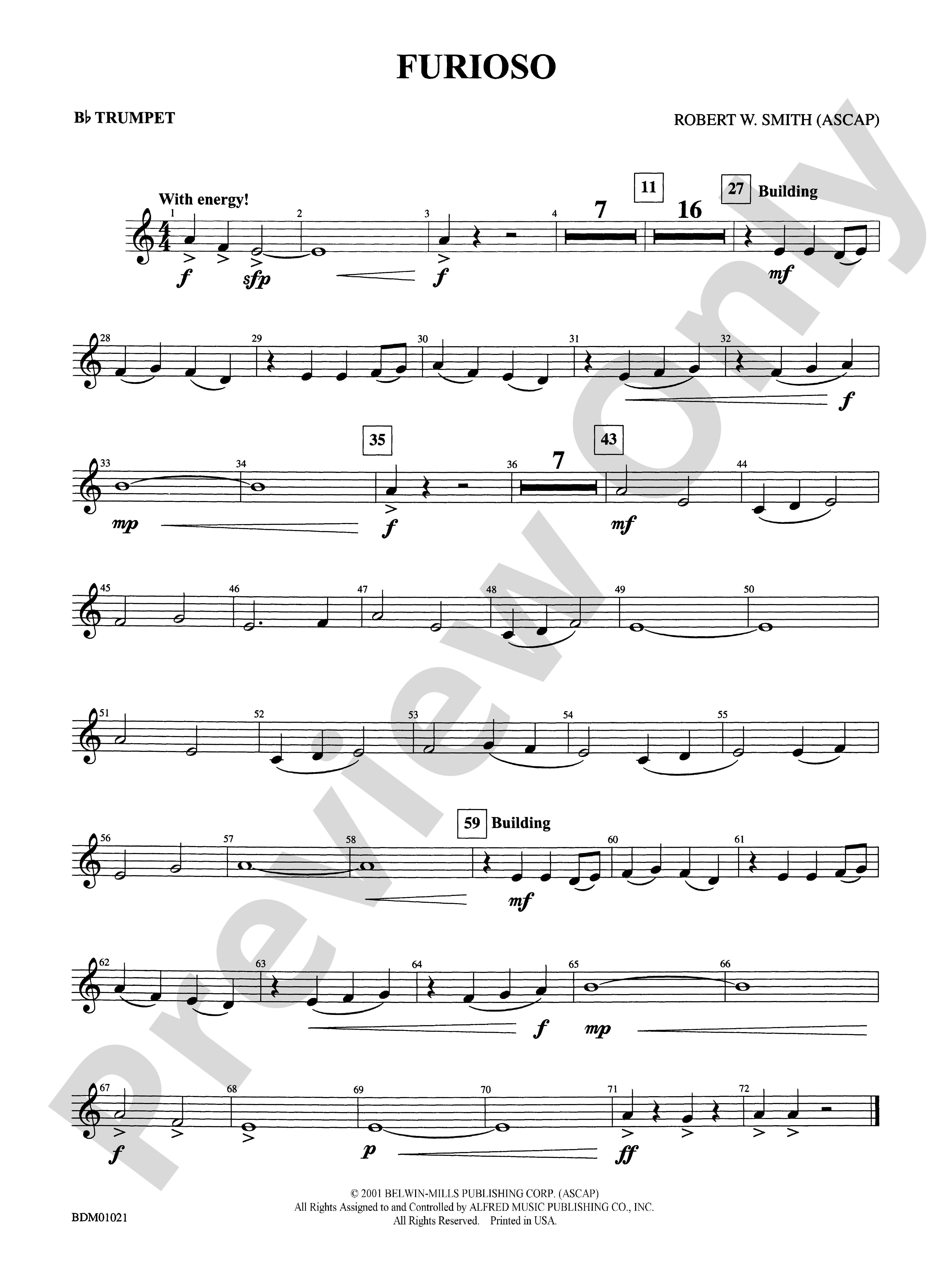 Furioso: 1st B-flat Trumpet: 1st B-flat Trumpet Part - Digital Sheet ...