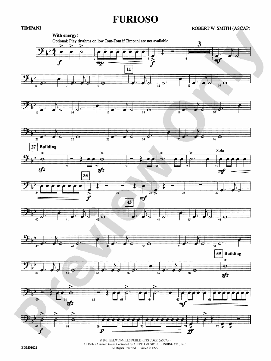 Furioso Timpani Timpani Part Digital Sheet Music Download