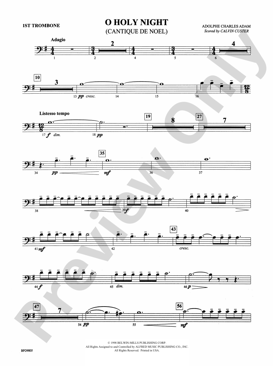 O Holy Night 1st Trombone 1st Trombone Part Digital Sheet Music