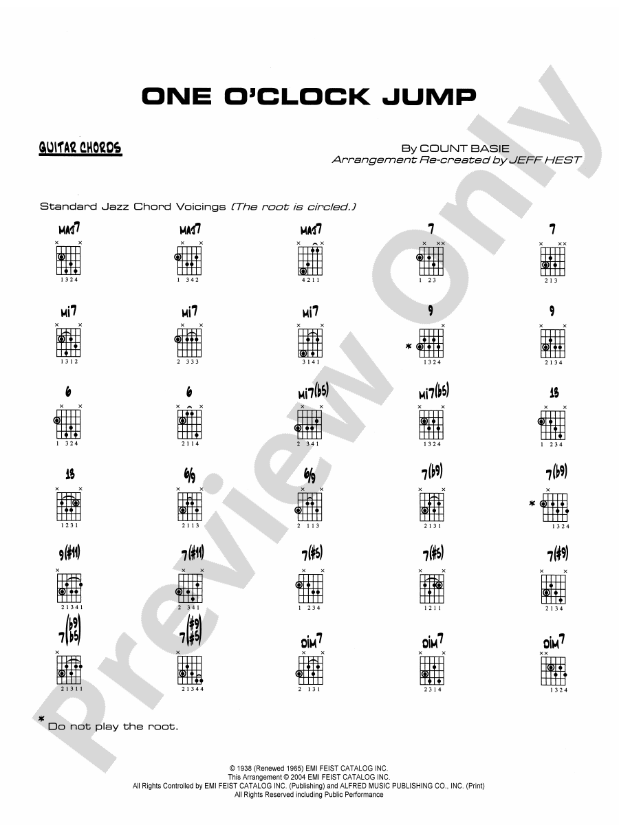 One O'Clock Jump Guitar Chords Guitar Chords Part Digital Sheet