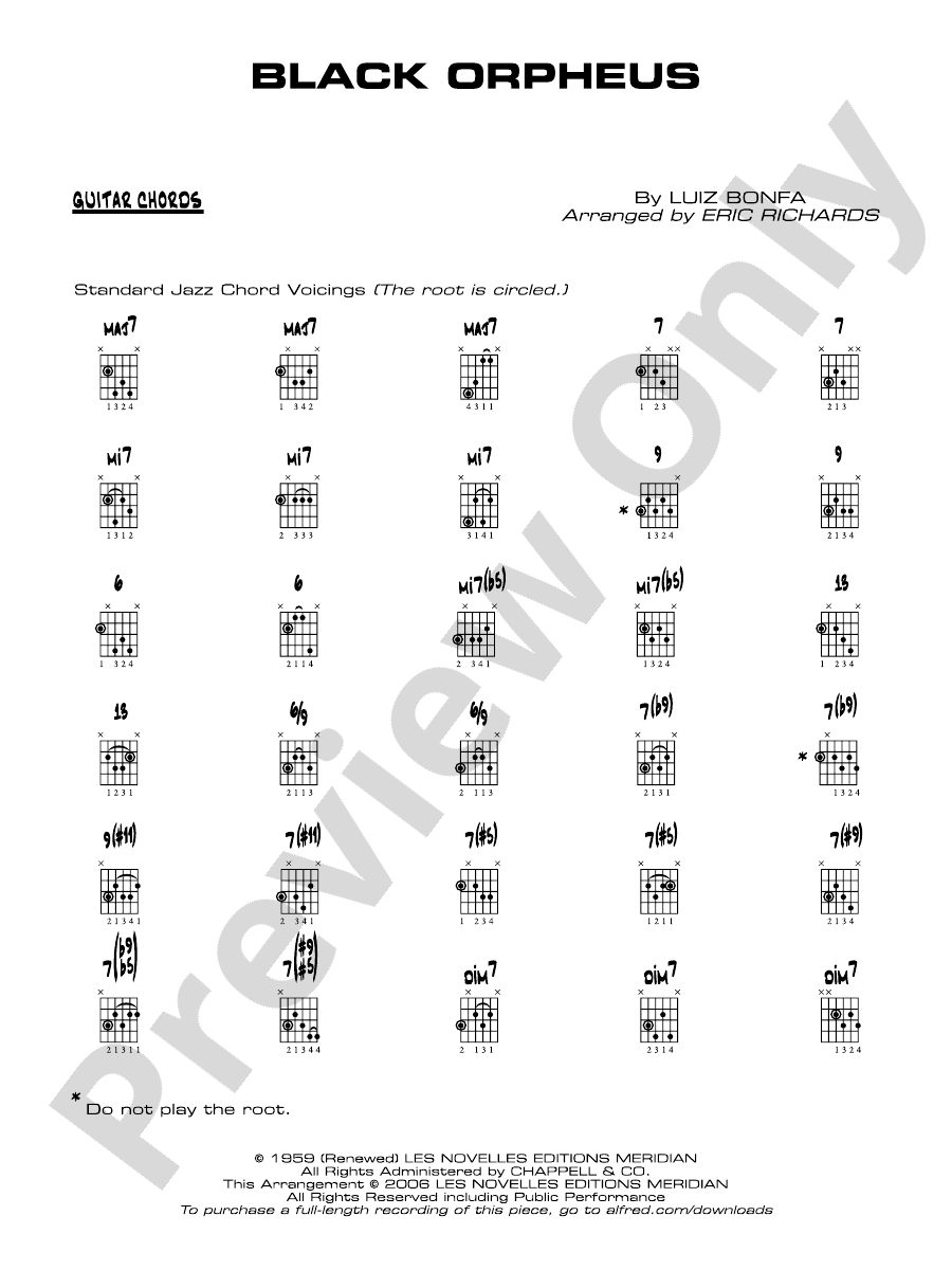 Black Orpheus Guitar Chords Guitar Chords Part Digital Sheet Music