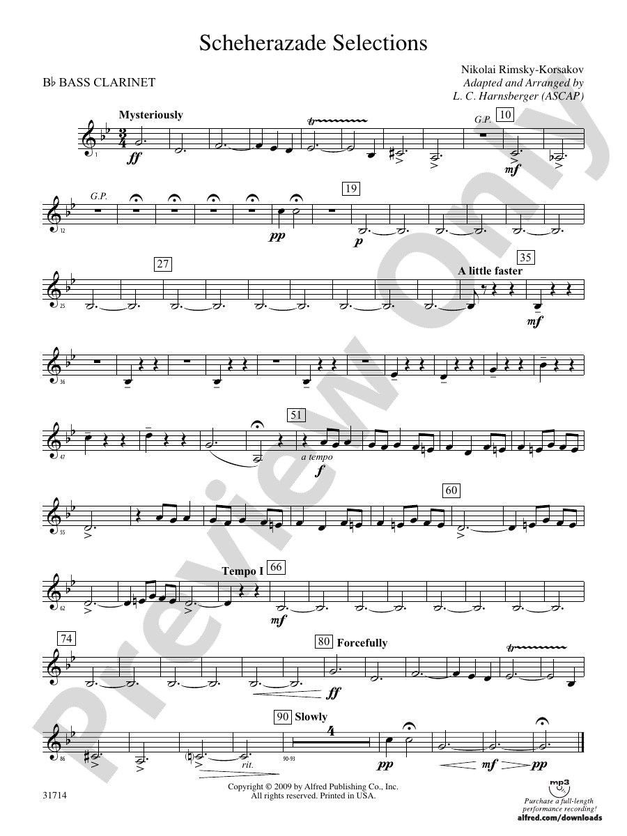 Scheherazade Selections Bflat Bass Bflat Bass