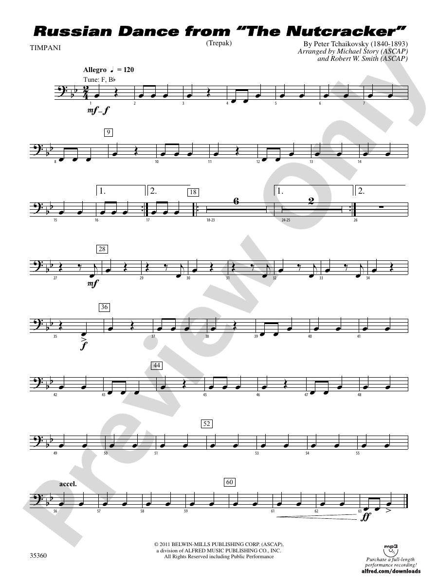 Russian Dance from The Nutcracker Timpani Timpani Part Digital Sheet Music Download