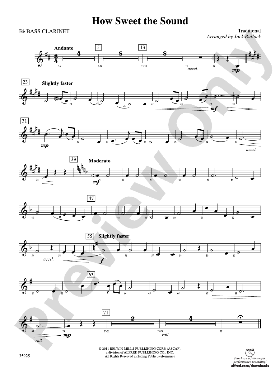 How Sweet the Sound Bflat Bass Bflat Bass Part