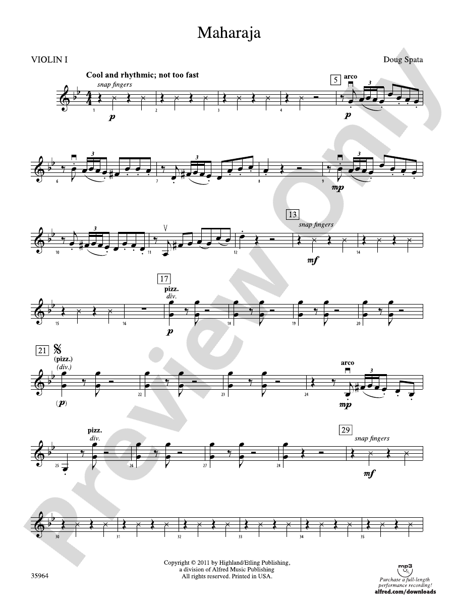 Maharaja 1st Violin 1st Violin Part Digital Sheet Music Download 3780