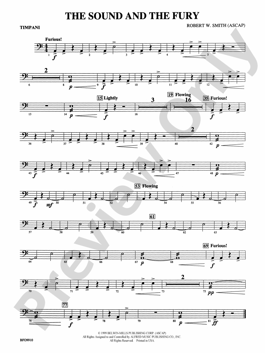 The Sound and the Fury Timpani Timpani Part Digital Sheet Music