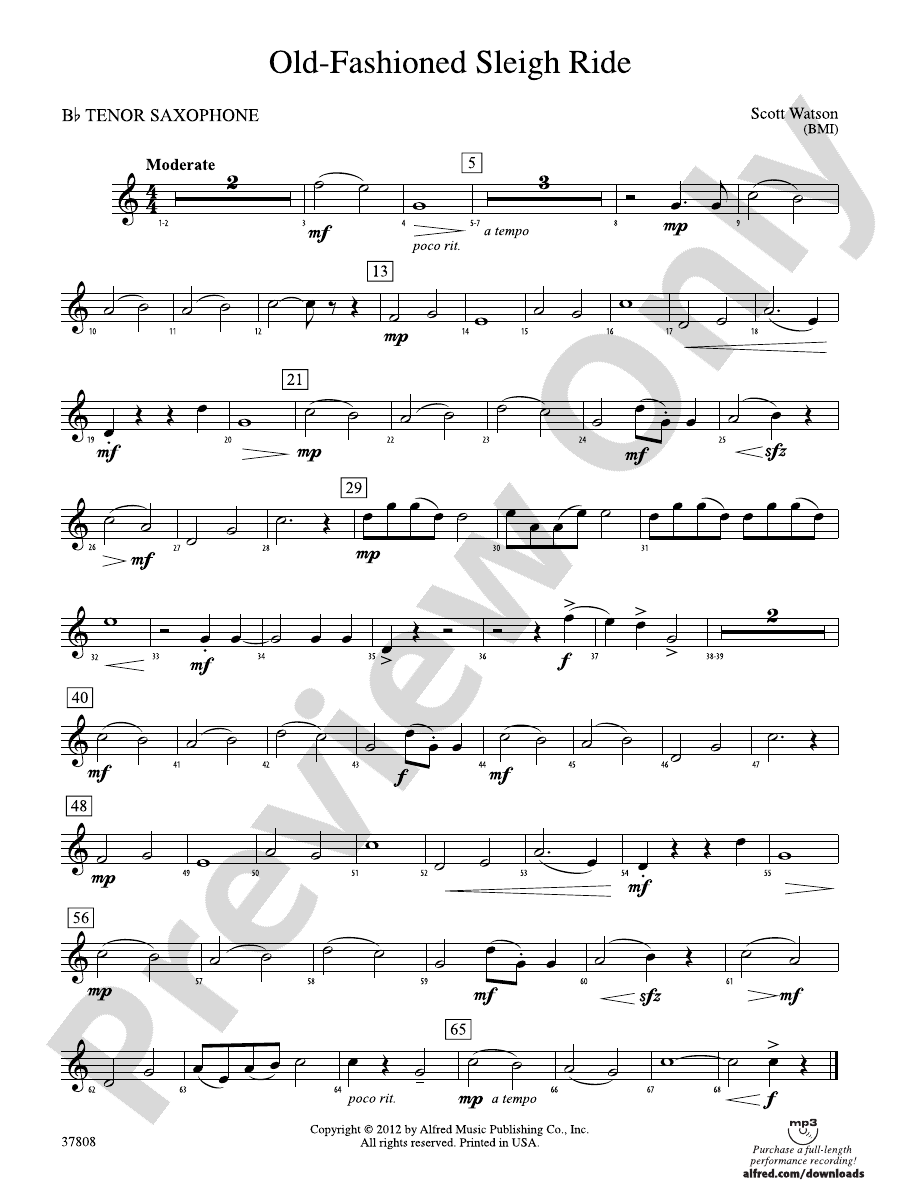 OldFashioned Sleigh Ride Bflat Tenor Saxophone Bflat Tenor