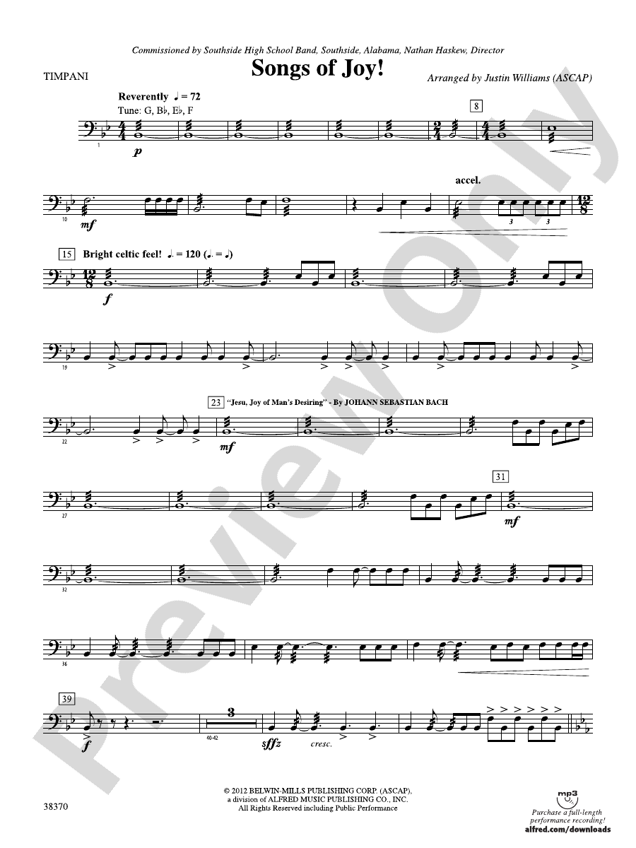 Songs of Joy! Timpani Timpani Part Digital Sheet Music Download