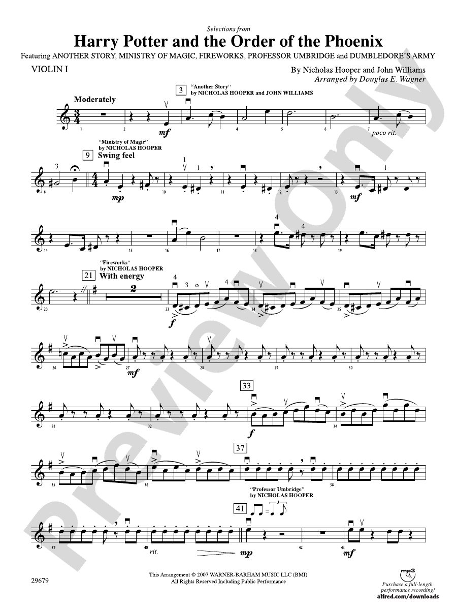 Harry Potter and the Order of the Phoenix, Selections from 1st Violin