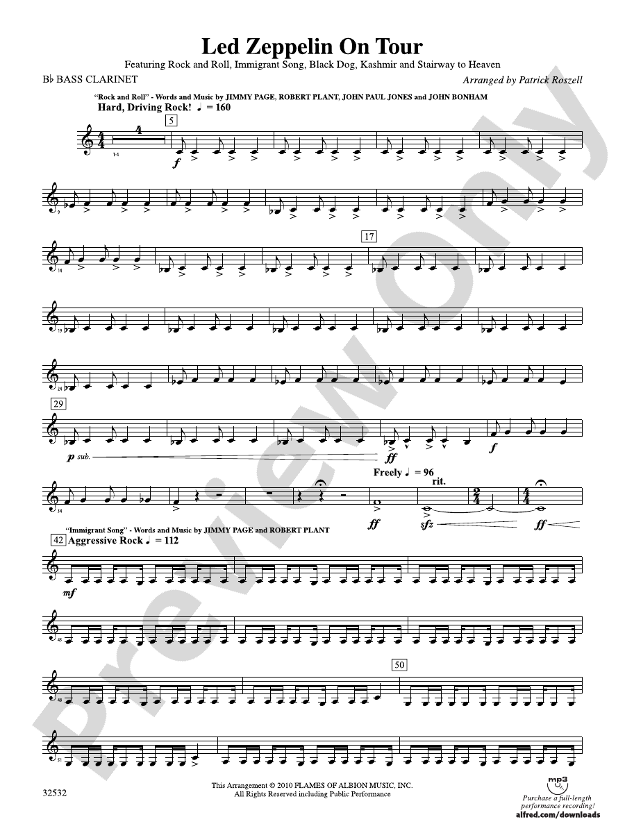 Led Zeppelin on Tour Bflat Bass Bflat Bass Part Digital Sheet Music Download