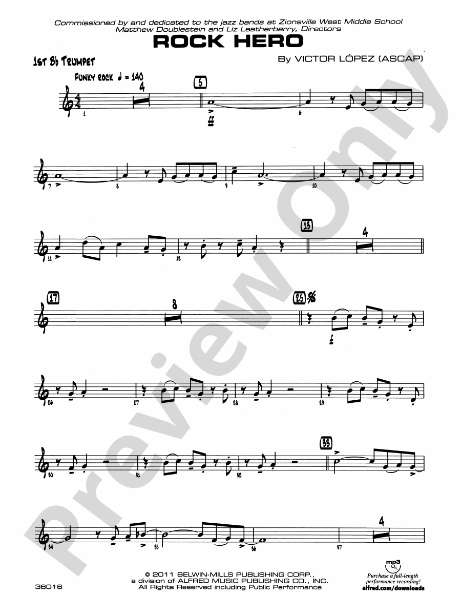 Rock Hero 1st Bflat Trumpet 1st Bflat Trumpet Part Digital Sheet